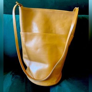 Modern Weaving Bag - crossbody single strap camel leather purse